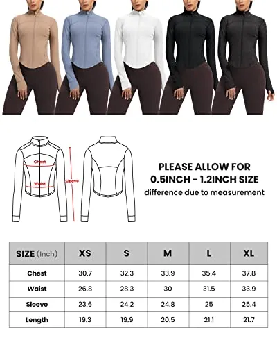 AVGO Women's Cropped Running Workout Jackets Zip Slim Fit Athletic Tops with Thumb Holes(Deep Blue, S)