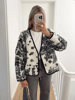 Back To School Joskaa Printed V-neck Fleece Long Sleeved Women's Coat Casual Single Breasted Fashion Jacket 2024 New Street Commute Female Outerwear