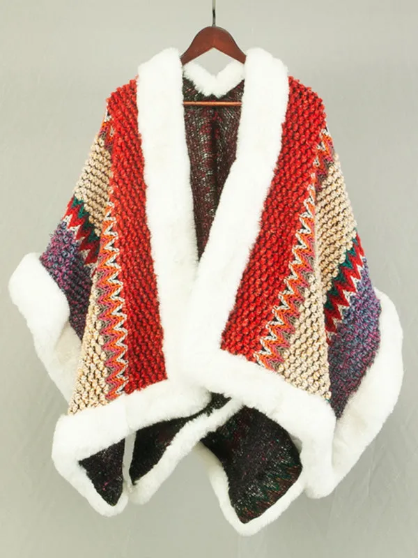 Boho Faux Fur Shawl Cardigan