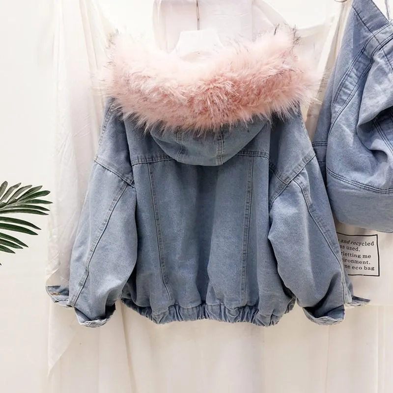 Faux Fur Denim Jacket