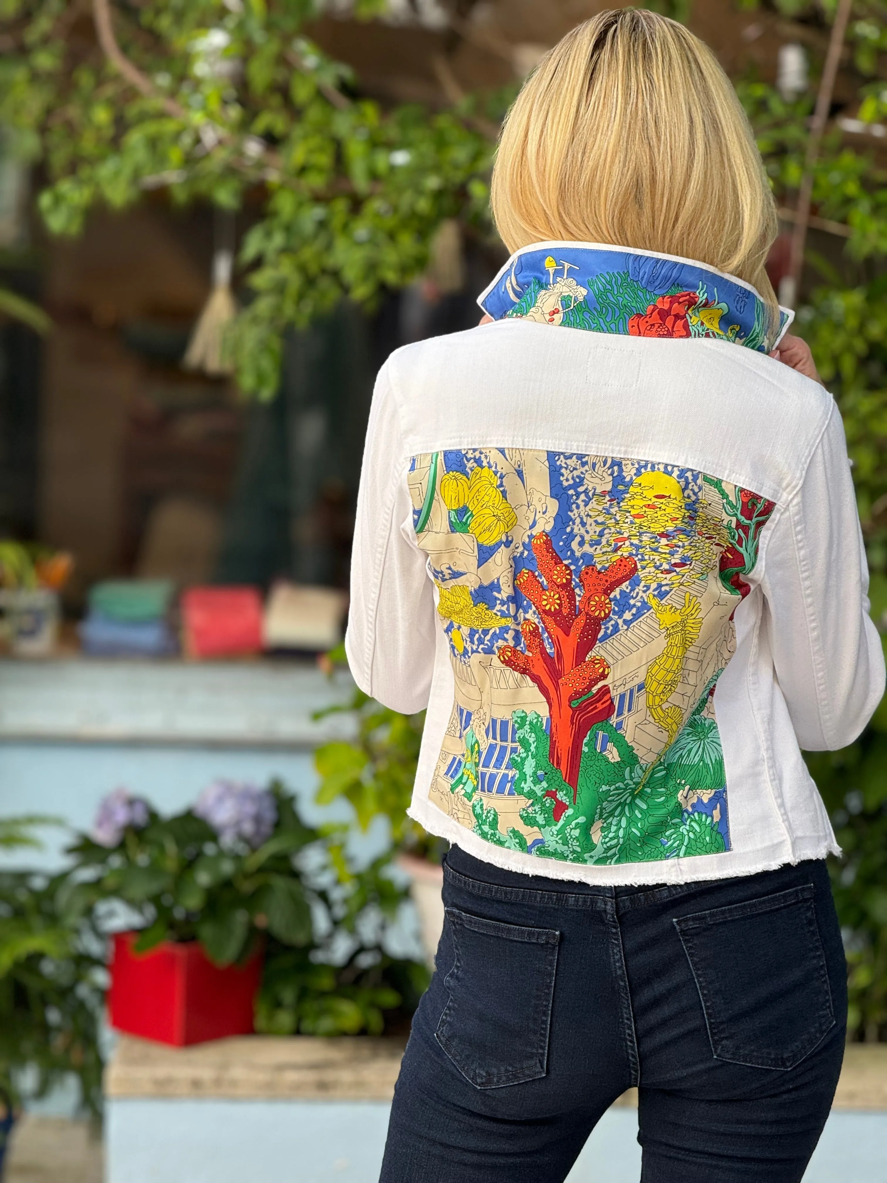 The White Denim Jacket / Coral Reef